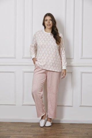 Dowry B09-123 (2XL-3XL-4XL-5XL) Uzun Kollu Bayan Pijama Takımı 4'lü