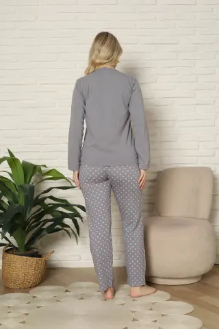 Kapitex 59166 (M-L-XL-XXL) Pamuklu Bayan Uzun Kollu Pijama Takım 4'lü