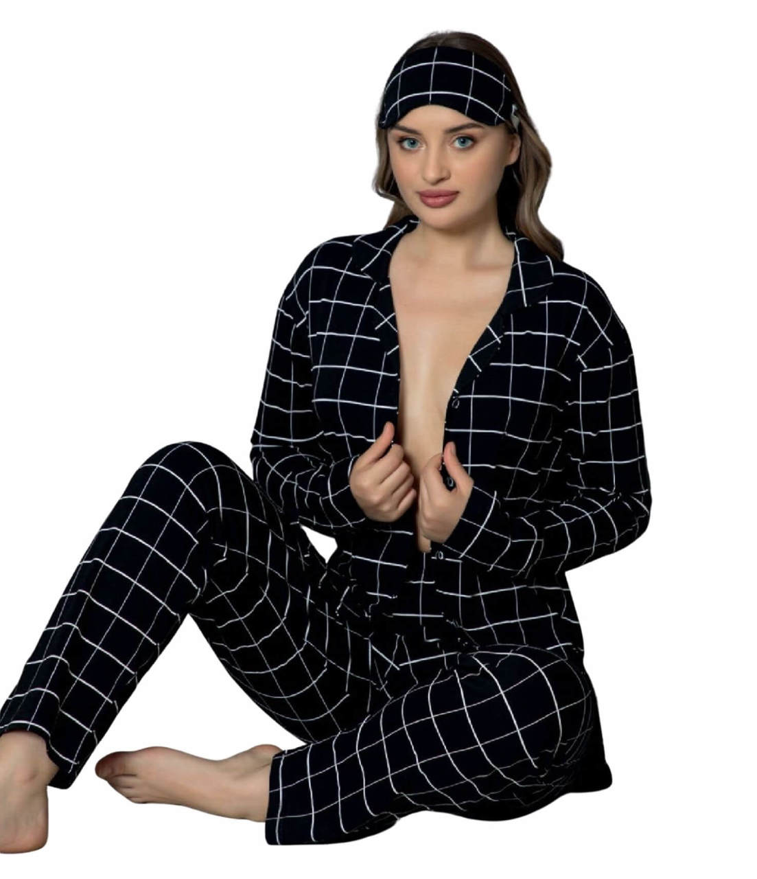 Tekten 7670 Uzun Kollu Düğmeli Bayan Pijama Takımı