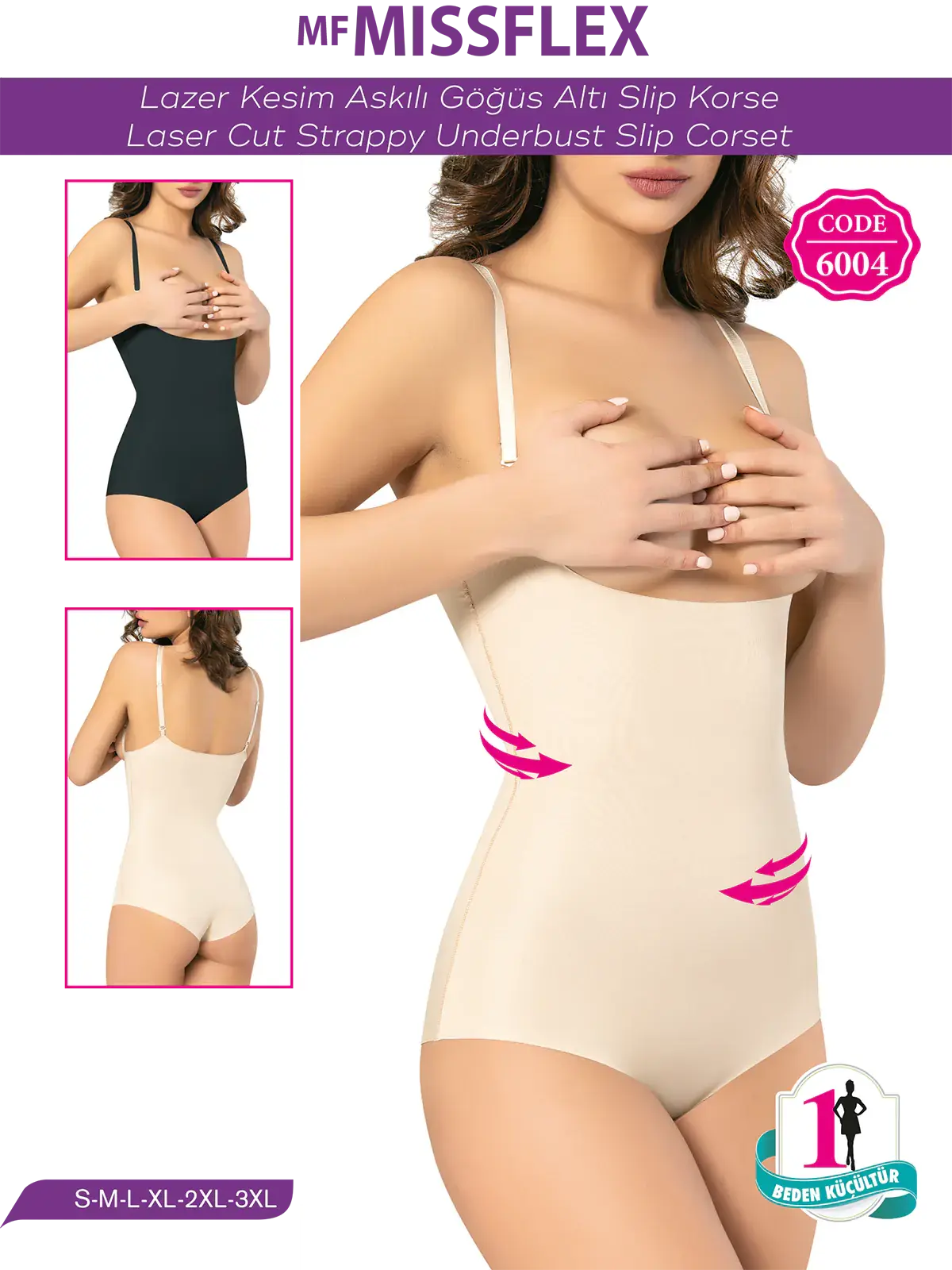 Flex Fit 6004 Lazer Kesim Askılı Göğüs Altı Slip Korse