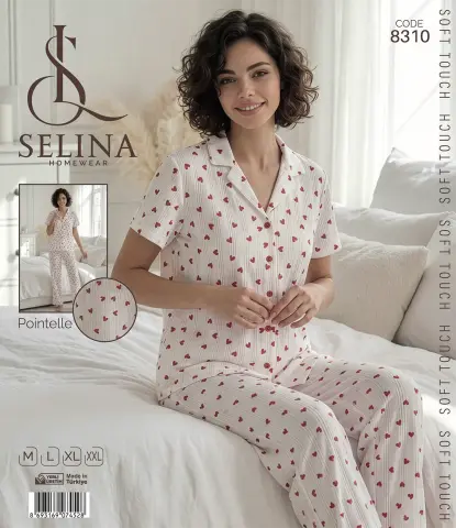 Selina 8310 (M-L-XL-XXL) Bayan Kısa Kollu Pijama Takım