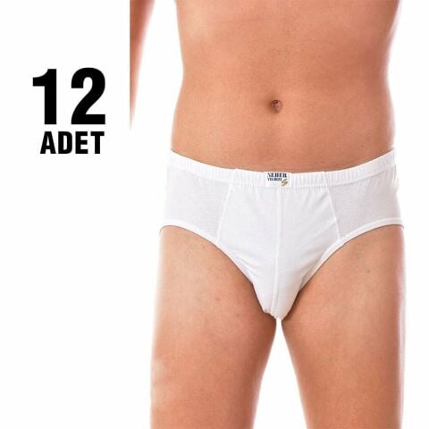 Seher 0005 Beyaz Erkek Penye Slip Külot 12'li