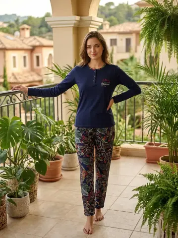 Kapitex 59300 (M-L-XL-XXL) Bayan Uzun Kol Pijama Takım 4'lü