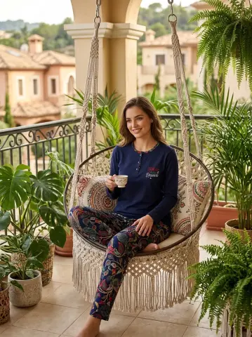 Kapitex 59300 (M-L-XL-XXL) Bayan Uzun Kol Pijama Takım 4'lü