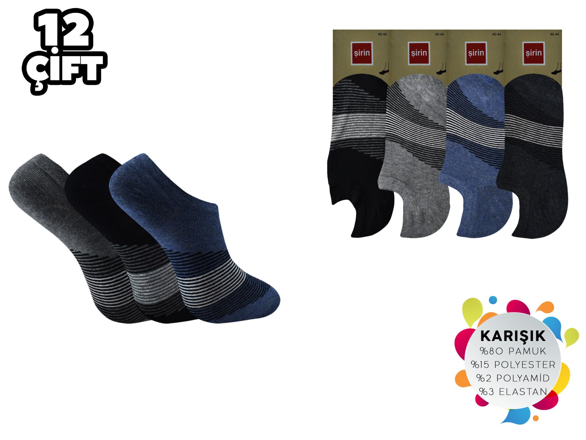 Şirin 7027-26 Görünmez Kapalı Erkek Penye Babet 12'li