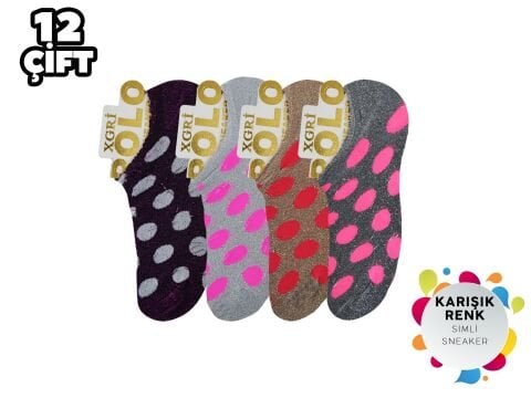XGRİ POLO 37-2 Simli Bayan Penye Sneaker 12'li