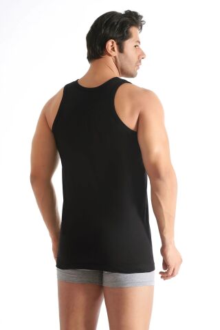 Seher 0001 Renkli Erkek Penye Atlet 6'lı SİYAH - 6/XXL