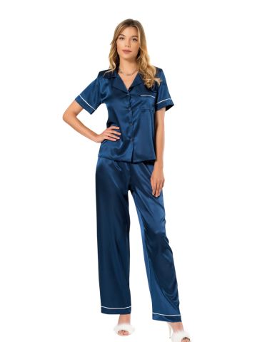 Moongirl 029 Bayan Saten İkili Pijama Takım