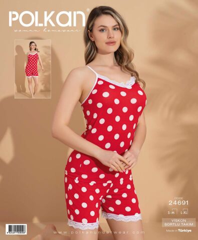 Polkan 24691 Beden (SM-LXL) Viskon Bayan Şortlu Takım 6'lı