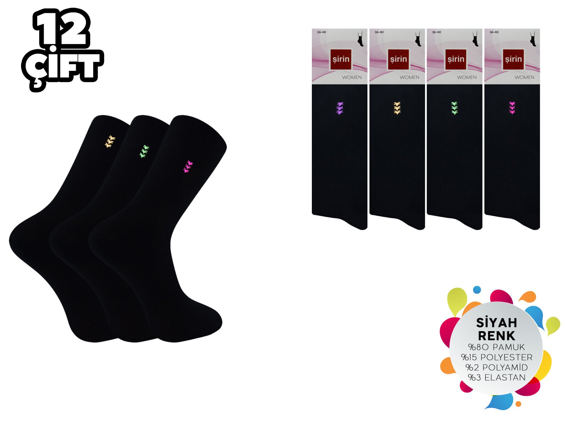 Şirin 4150-44 Dikişsiz Bayan Penye Çorap 12'li