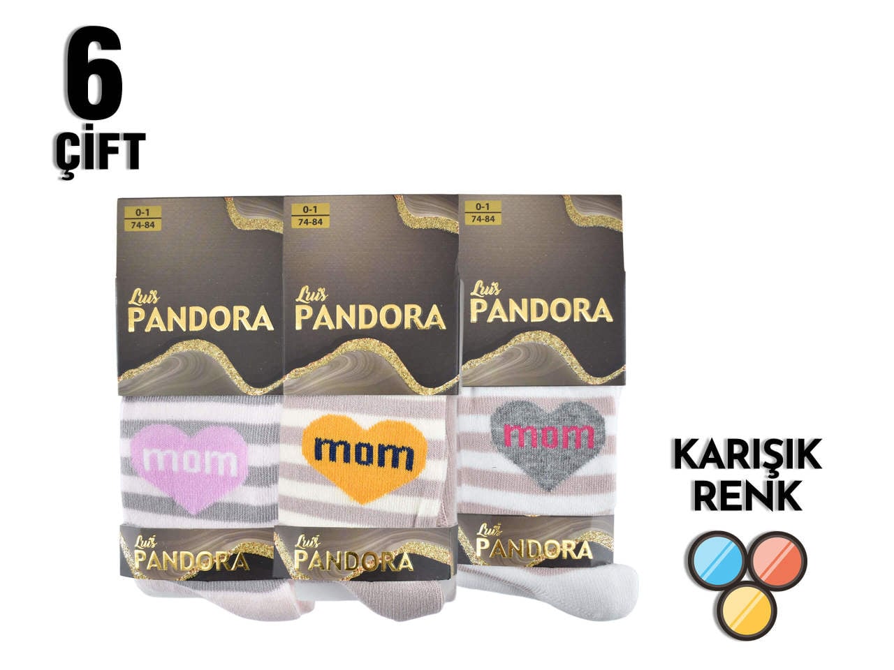 Pandora 8038 Desenli Çocuk Külotlu Çorap 6'lı