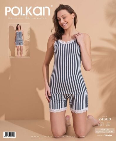 Polkan 24688 Beden (SM-LXL) Viskon Bayan Şortlu Takım 6'lı
