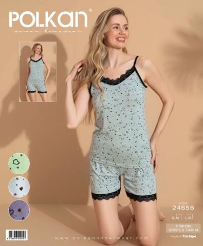 Polkan 24656 Beden (SM-LXL) Viskon Bayan Şortlu Takım 6'lı