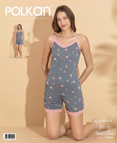 Polkan 24693 Beden (SM-LXL) Viskon Bayan Şortlu Takım 6'lı