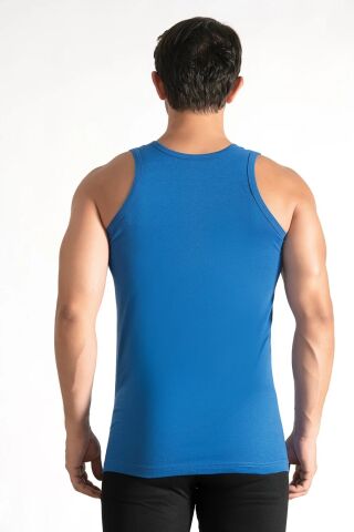 Seher 0001 Renkli Erkek Penye Atlet 6'lı SAKS MAVİ - 7/3XL