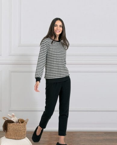 Dowry 09-103 (S-M-L-XL) Uzun Kollu Bayan Pijama Takımı 4'lü