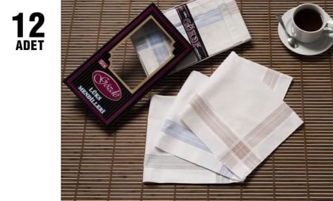 Gözde GM-03 %100 Pamuk (42X42Cm) Erkek Mendil 12'li