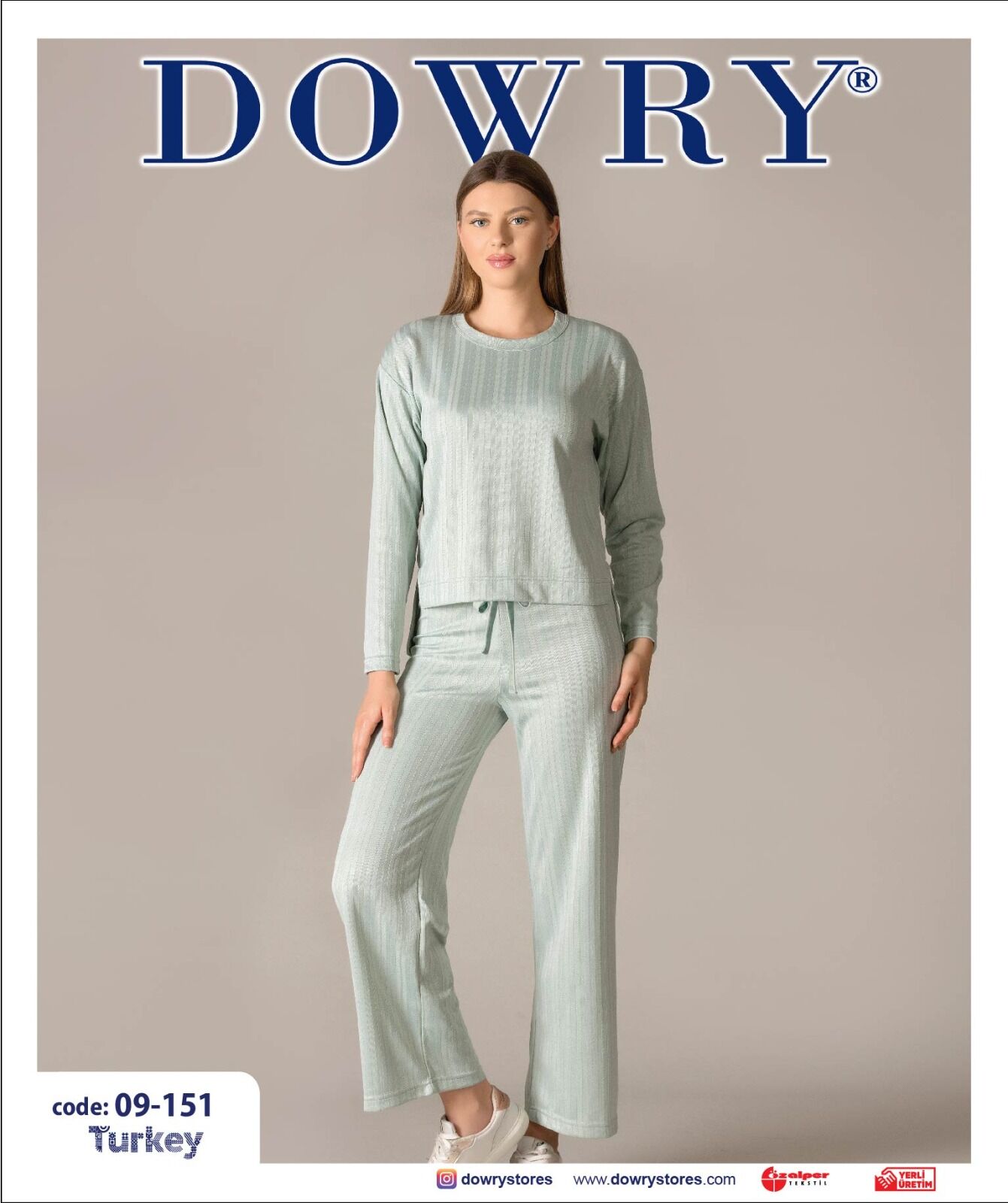 Dowry 09-151 (S-M-L-XL) Uzun Kollu Bayan Pijama Takımı 4'lü