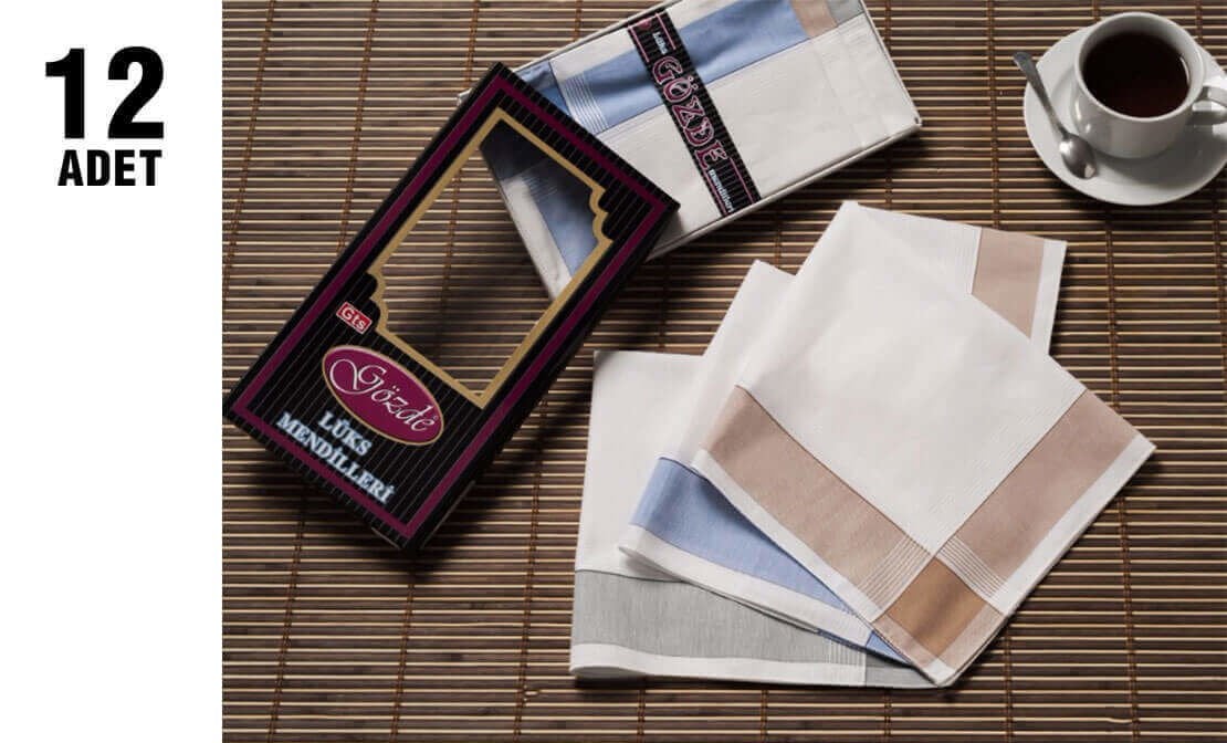 Gözde GM-02 %100 Pamuk (42X42Cm) Erkek Mendil 12'li
