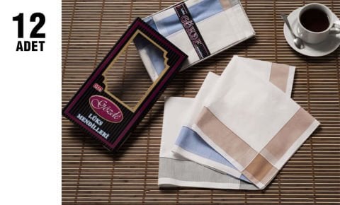 Gözde GM-02 %100 Pamuk (42X42Cm) Erkek Mendil 12'li