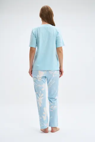 Pijadore 2087 (M-L-XL-XXL) Kısa Kollu Üç Düğmeli Bayan Pijama Takım 4'lü