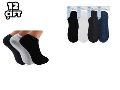 Marinay 0159 Pamuklu Erkek Sneakers Çorap 12'li