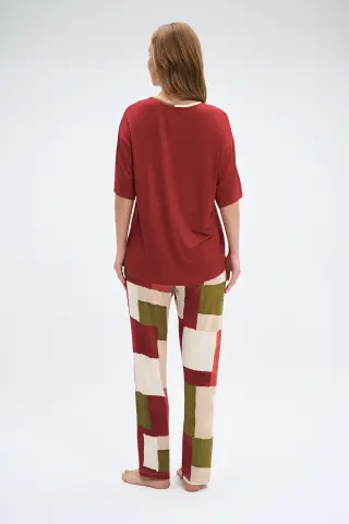 Pijadore 2041 (M-L-XL-XXL) Kısa Kollu Bayan Pijama Takım 4'lü