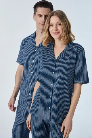 Pijadore 2107 (M-L-XL-XXL) Kısa Kollu Boydan Düğmeli Bayan Pijama Takım 4'lü