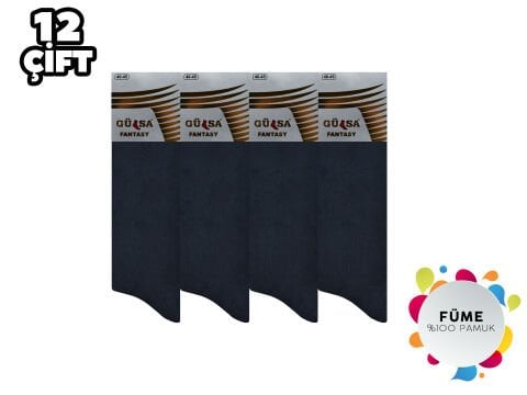 Gülsa Füme Erkek Dikişsiz Penye Çorap 12'li