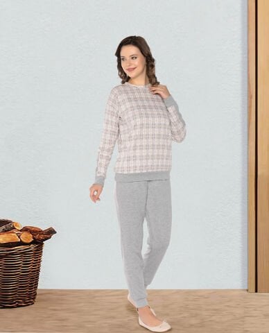 Dowry 09-98 (S-M-L-XL) Uzun Kollu Bayan Pijama Takımı 4'lü
