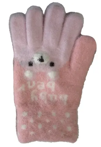 Kitti P-K26225-07  (3-6) Yaş Kız Çocuk Anaokulu Örme Eldiven 6'lı
