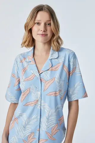 Pijadore 2095 (M-L-XL-XXL) Kısa Kollu Boydan Düğmeli Bayan Pijama Takım 4'lü