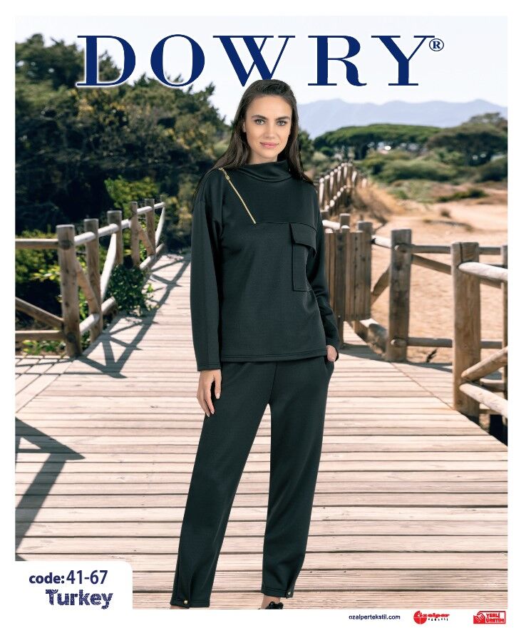 Dowry 41-67 (S-M-L-XL) Uzun Kollu Bayan Pijama Takımı 4'lü