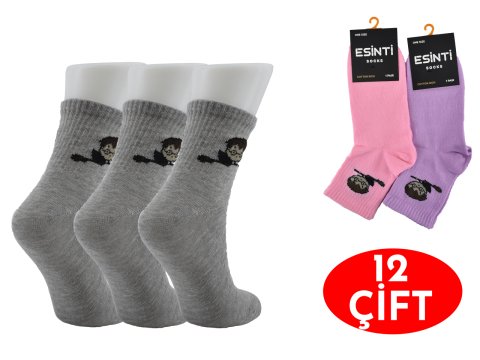 Esinti Karısık Model Bayan Uzun Konç Patik 12'li