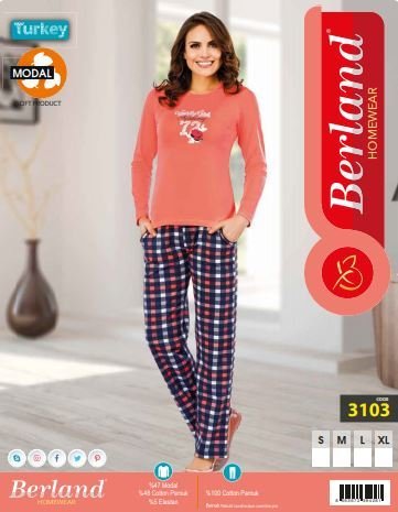 Berland 3103 Bayan Modal Uzun Kol Pijama Takımı