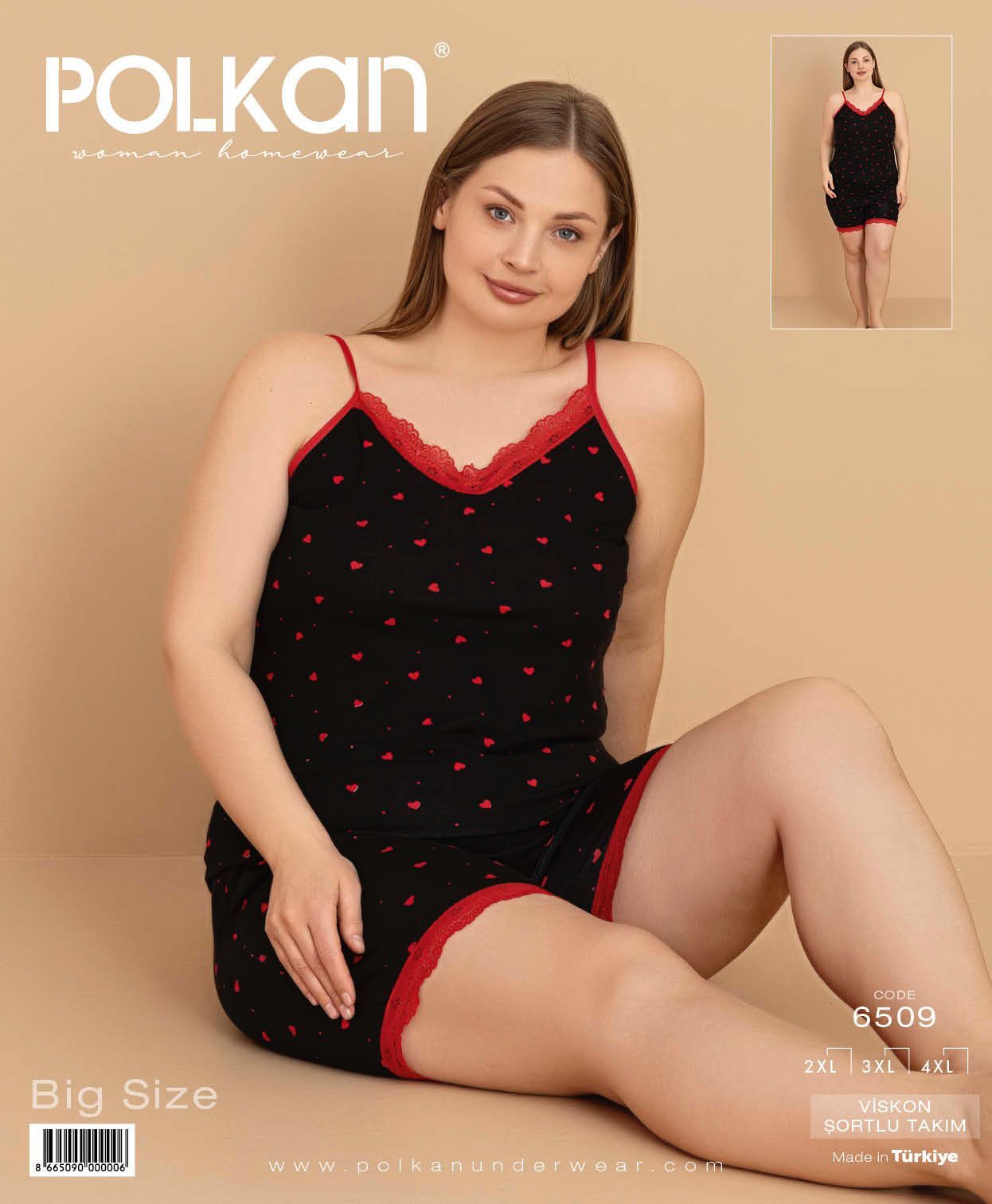 Polkan 6509 (2XL-3XL-4XL) Viskon Bayan Şortlu Takım 6'lı