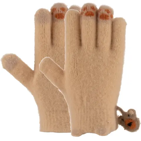 Kitti P-K26225-08 (3-6) Yaş Kız Çocuk Anaokulu Örme Eldiven 6'lı