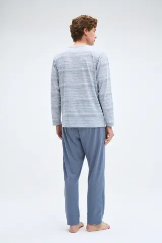 Pijadore 2080 (M-L-XL-XXL) Uzun Kollu Üç Düğmeli Erkek Pijama Takım 4'lü