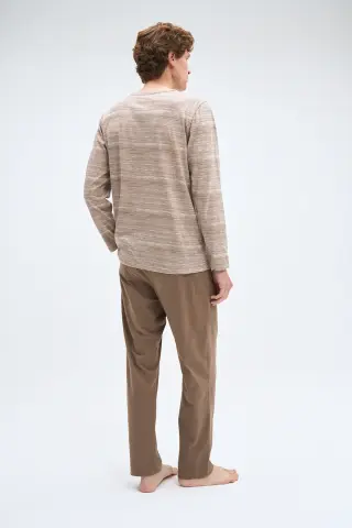 Pijadore 2080 (M-L-XL-XXL) Uzun Kollu Üç Düğmeli Erkek Pijama Takım 4'lü