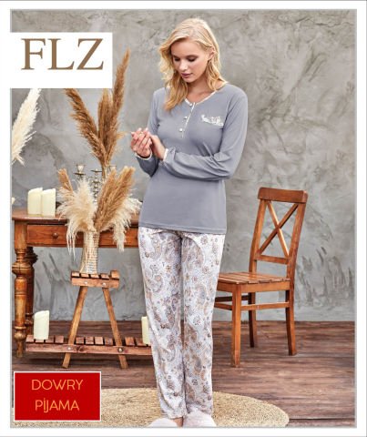 Flz 89-50 Bayan Uzun Kollu Pijama Takımı (S-M-L-XL) 4'lü