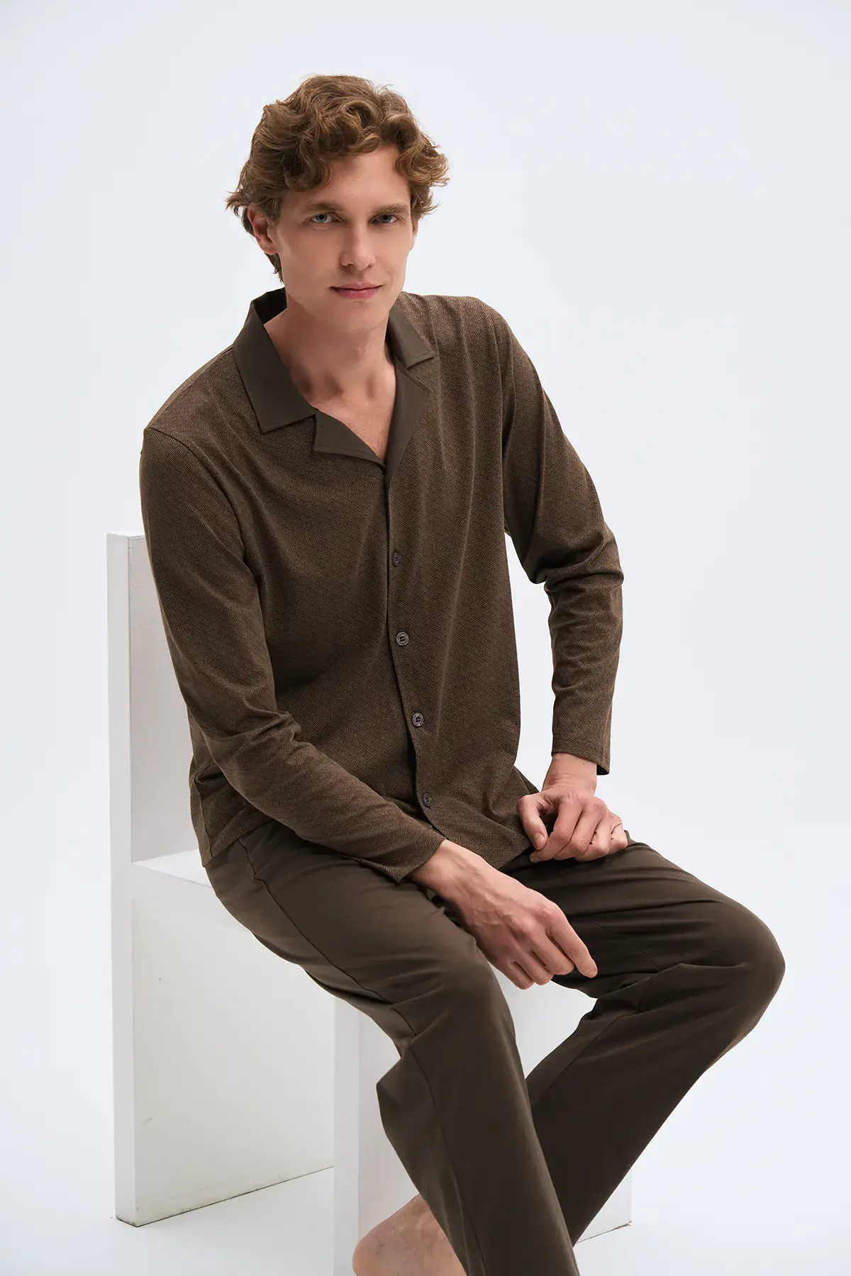 Pijadore 2078 (M-L-XL-XXL) Uzun Kollu Düğmeli Erkek Pijama Takım 4'lü