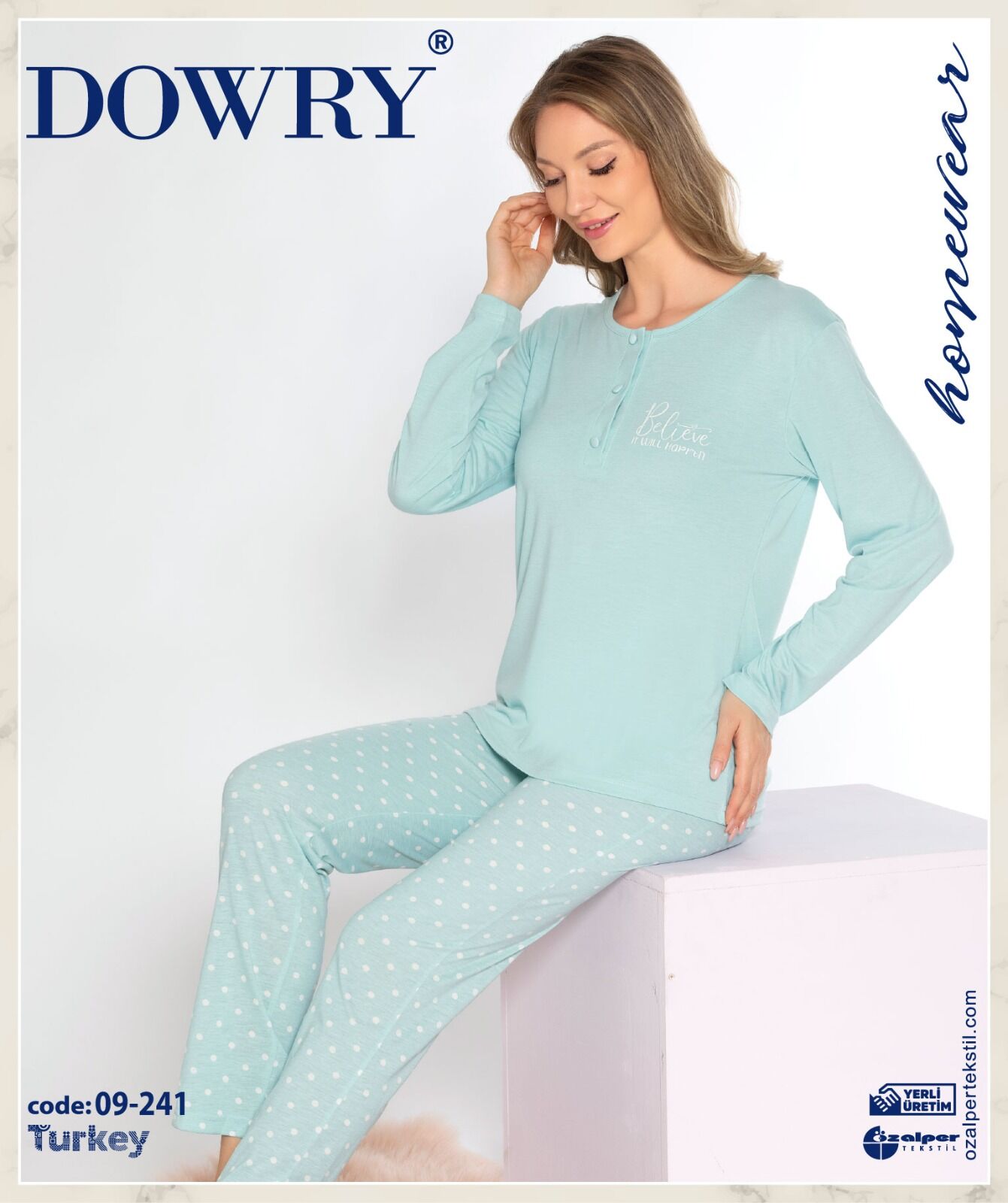 Dowry 09-241 (M-L-XL-XXL) Uzun Kollu Bayan Pijama Takımı 4'lü