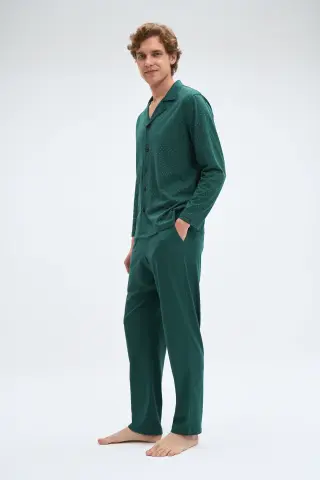 Pijadore 2071 (M-L-XL-XXL) Uzun Kollu Düğmeli Erkek Pijama Takım 4'lü