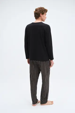 Pijadore 2075 (M-L-XL-XXL) Uzun Kollu Üç Düğmeli Erkek Pijama Takım 4'lü