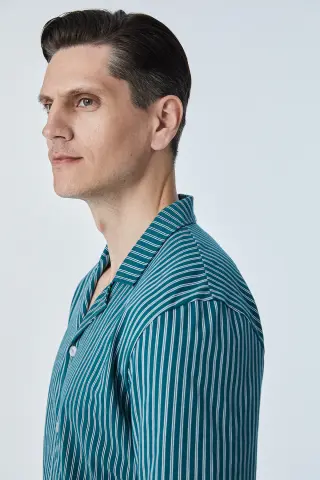 Pijadore 2108 (M-L-XL-XXL) Kısa Kollu Boydan Düğmeli Erkek Pijama Takım 4'lü