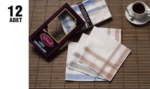 Gözde GM-05 %100 Pamuk (42X42Cm) Erkek Mendil 12'li