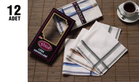 Gözde GM-04 %100 Pamuk (42X42Cm) Erkek Mendil 12'li