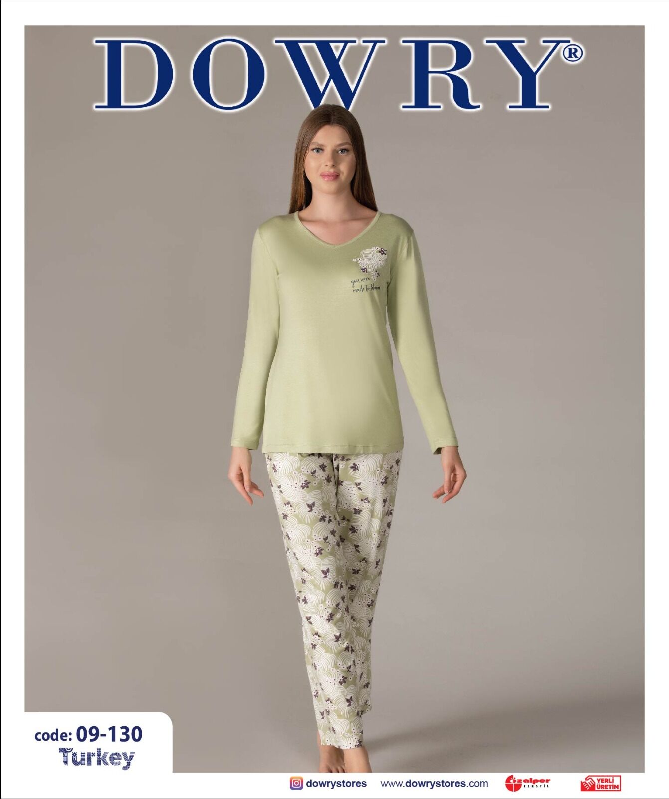 Dowry 09-130 (S-M-L-XL) Uzun Kollu Bayan Pijama Takımı 4'lü