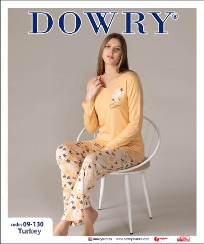 Dowry 09-130 (S-M-L-XL) Uzun Kollu Bayan Pijama Takımı 4'lü