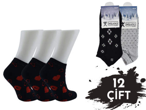 Milano Bayan Havlu Kışlık Patik 12'li